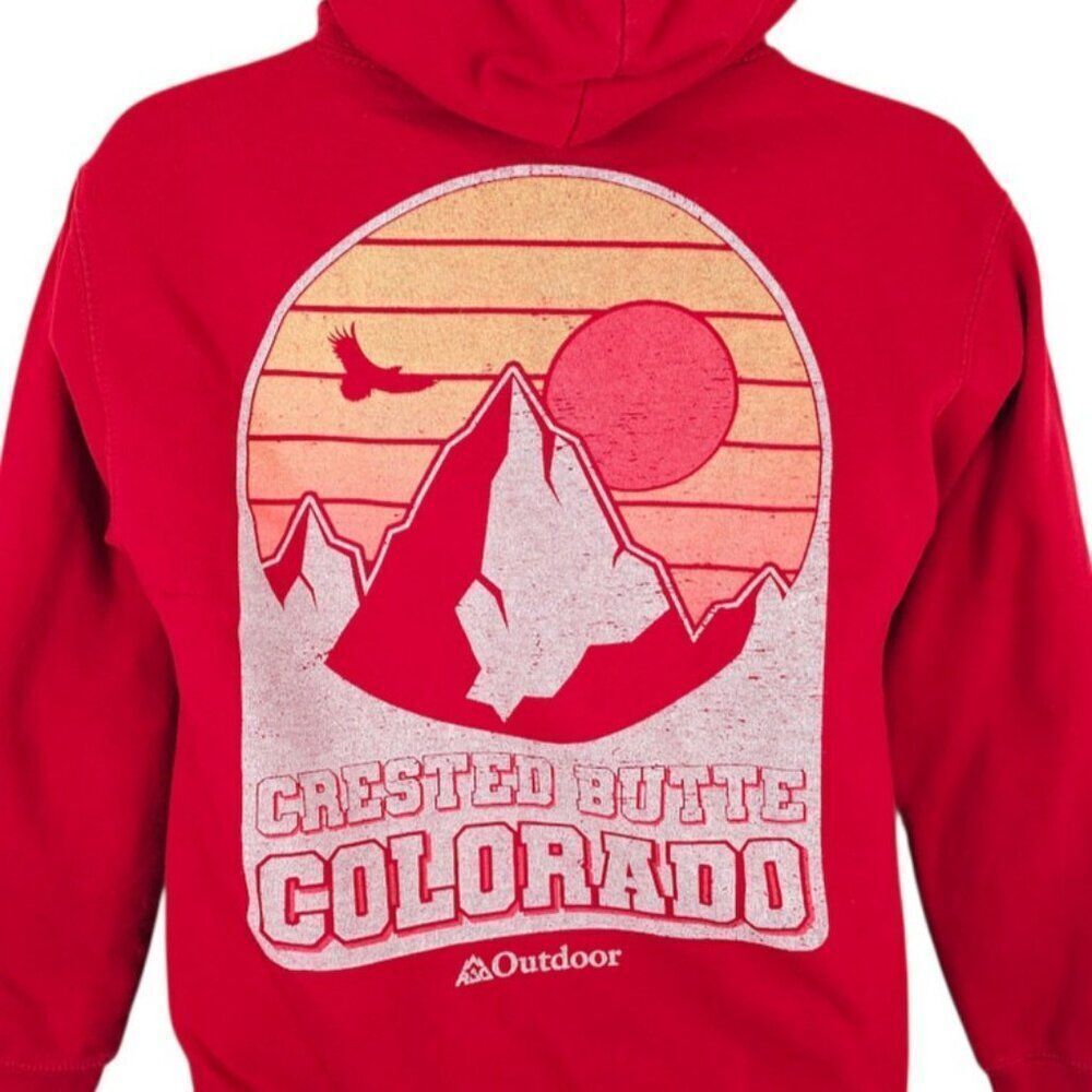 Crested Butte Sweatshirt Hoodie Mens Size Small Red Rocky Mountains Colorado